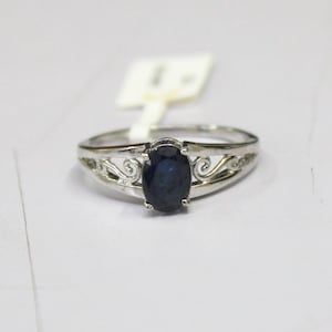 Natural Blue Sapphire Ring, 925 Sterling Silver, Diffusion Sapphire, September Birthstone, Engagement Ring, Gift For Wife, Blue Stone Ring
