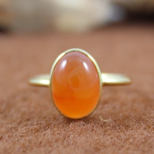 Natural Carnelian  Ring - 925 Sterling Silver Ring - Gold Plated Ring - Handmade Gemstone  - Carnelian Ring - Gift For Her - Statement Ring