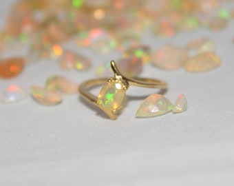 14K Gold Ethiopian Opal Ring: Handmade October Birthstone, Fire Opal Ring, Oval Opal, Gemstone Ring, Gift For Mother, October Birthstone