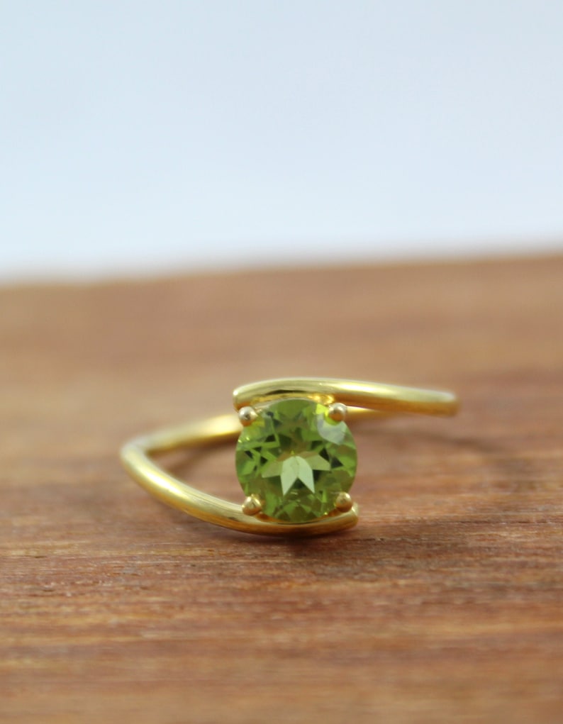 Natural Peridot Ring Statement Ring Handmade Jewelry Rose Gold Plated 925 Sterling Silver Gold Plated Ring Peridot Gemstone Ring