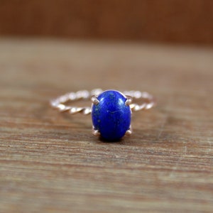 925 Sterling Silver Natural Lapis Lazuli,  7X9 MM Oval Gemstone Ring, Blue Lapis Ring, Gemstone Silver Ring, Rose Gold Lapis, Gift For Her