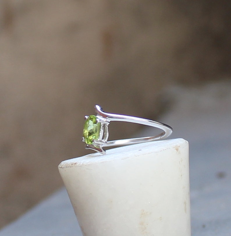 925 Solid Sterling Silver Natural Green Peridot Ring Jewelry Handmade Promise Ring Birthstone Ring Size US 3 to 13 Twisted Ring image 6