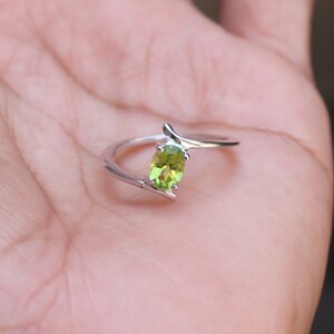 925 Solid Sterling Silver Natural Green Peridot Ring Jewelry Handmade Promise Ring Birthstone Ring Size US 3 to 13 Twisted Ring image 4