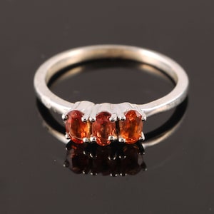 Handmade Jewelry, 925 Sterling Silver, 3 Pcs Orange Sapphire Ring, Silver Sapphire, Gift For Her, Gift For Wife, Small Rings, Orange Jewelry