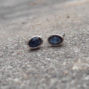 Silver Sapphire Earring, Silver Stud Earring, Handmade Earring For Women, 925 Sterling Silver Stud, Blue Sapphire Stud, September Birthstone