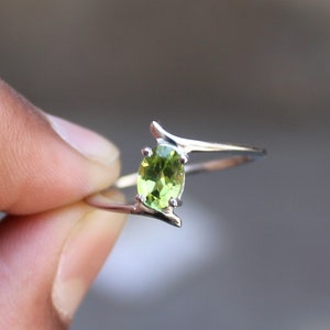 925 Solid Sterling Silver Natural Green Peridot Ring Jewelry Handmade Promise Ring Birthstone Ring Size US 3 to 13 Twisted Ring image 1