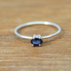 Natural Heated Blue Sapphire Ring, 925 Sterling Silver, Handmade, Solitaire Ring, September Birthstone, Dainty Women Ring, Blue Stone Ring