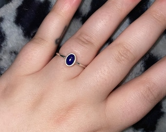Natural Lapis Lazuli, 925 Sterling Silver, Blue Stone Ring, Lapis Ring, Stackable Rings, Gift For Her, Rings For Women, Dainty Rings For Her