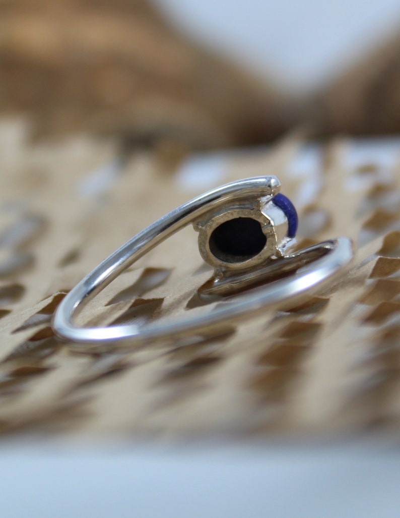 Simple Statement Ring Handmade Jewelry 925 Sterling Silver Jewelry Oval Cabochon Natural Lapis Lazuli Ring Birthstone Ring