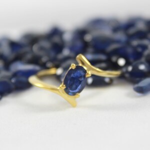 Blue Sapphire Gold Ring, 14K 18K Gold, Dainty Minimalist Gold Ring, Anniversary Gift, Rings For Women, Promise Ring, September Birthstone