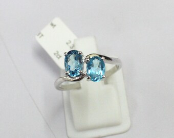 Anello Gioiello, Anello Donna Argento Sterling S925 Pietra Preziosa Blu, Anello Vintage Moda Topazio Blu