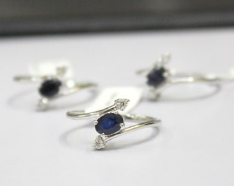 Natural Blue Sapphire 925 Sterling Silver Sapphire Engagement Ring Sapphire Promise Ring Gemstone Statement Ring Gift For Her Dainty Ring