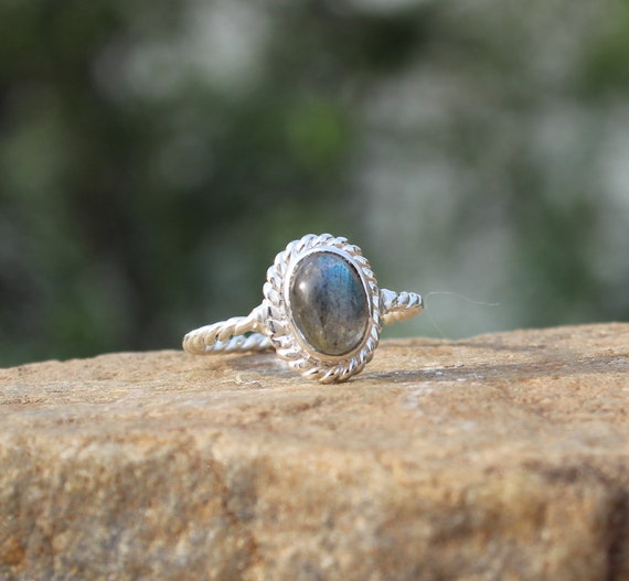 Anello Con Cabochon Ovale Di Malachite E Argento 925 - Anelli Malachite - Gioielli Malachite - Foto 2