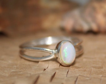 Natural Ethiopian Opal - 925 Sterling Silver Ring  - Birthstone  Ring - 6 X 4 MM Opal Ring  - Statement Ring -Valentine  Ring - Promise Ring