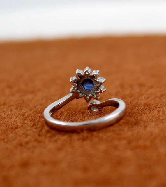 ブルーサファイアリング：925スターリングシルバー、キュービック