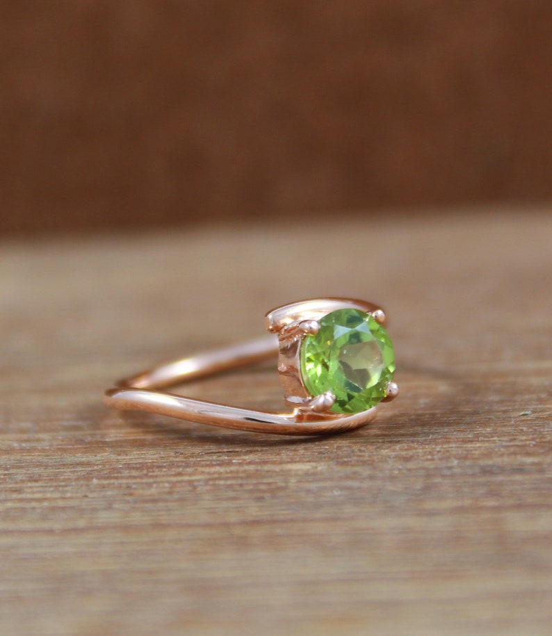 Natural Peridot Ring Statement Ring Handmade Jewelry Rose Gold Plated 925 Sterling Silver Gold Plated Ring Peridot Gemstone Ring