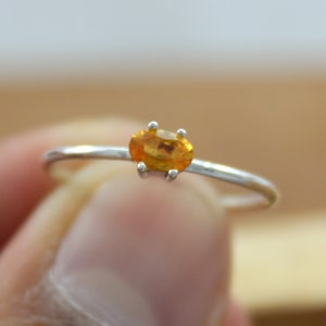 925 Sterling Silver - Natural Orange Sapphire - 3 X 5 MM Oval Cut - Handmade Ring Jewelry - Promise Birthstone Ring - All Size US 3 to 13