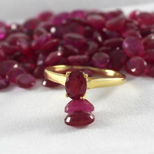 Ruby Solitaire Gold Ring, Unique Ruby Engagement Ring, Oval Cut Ruby Gemstone Ring, July Birthstone Ring Dainty Proposal Ring 14K Gold Ring