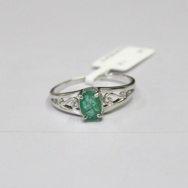 1 CT. Natural Emerald - 925 Sterling Silver - Prong Set - 5 X 7 Oval - Promise Ring - Beautiful Ring - All Size US 3 - 13 - May Birthstone