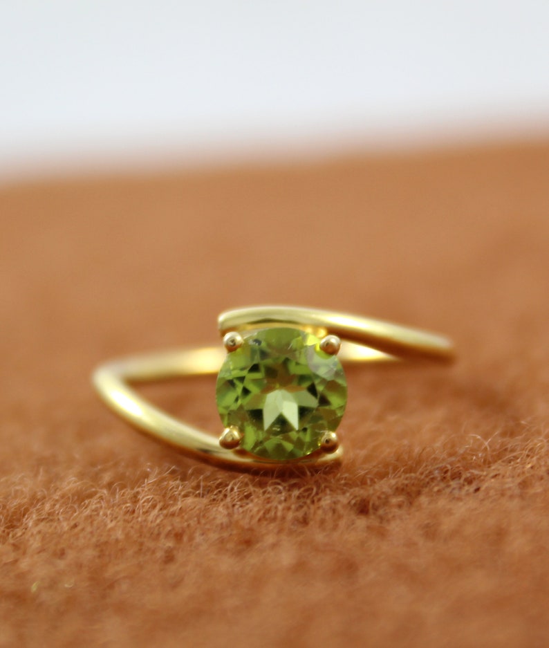 Natural Peridot Ring Statement Ring Handmade Jewelry Rose Gold Plated 925 Sterling Silver Gold Plated Ring Peridot Gemstone Ring