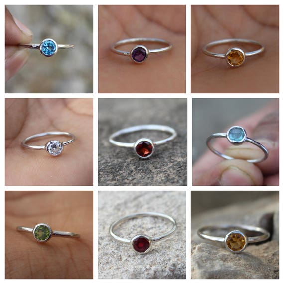 Labradorite Blue Topaz Garnet Amethyst 925 Sterling Silver Ring US All size
