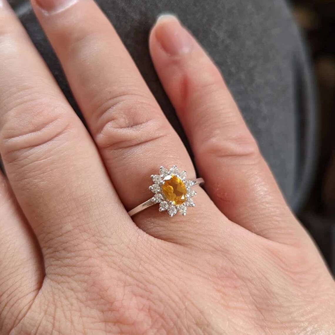 925 Solid Sterling Silver Natural Yellow Citirne Ring - Etsy