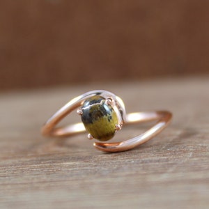 Gold Plated Ring Natural Tiger Eye Ring 925 Sterling Silver Handmade Ring 5 X 7 MM Oval Cabochon Rose Gold Plated Birthstone image 3