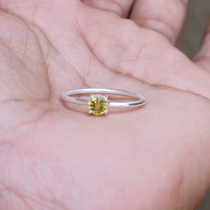 Natural heated Yellow Sapphire 925 Sterling Silver 0.5 Ct. Round Cut 5 MM Yellow Sapphire Silver Yellow Sapphire Size US 3 To 13 image 3