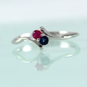 Ruby Sapphire Birthstone Ring, Ruby Sapphire Solid Silver Ring, Minimalist Ring, Dainty Women Proposal Ring Birthday Gift For Wife Gold Ring