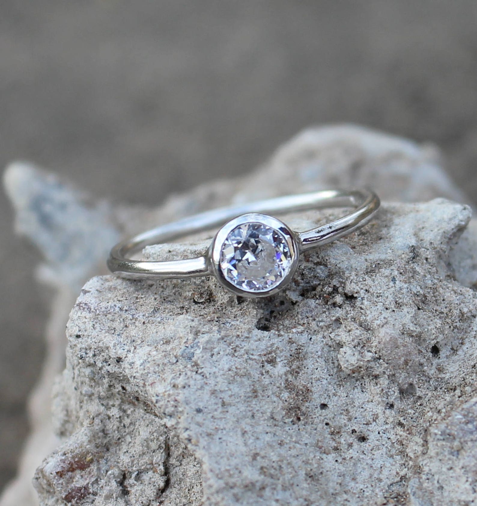 925 Sterling Silver Lab Created Diamond Cubic Zircon Ring Etsy