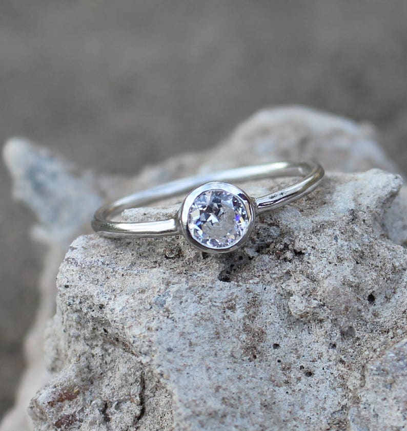 925 Sterling Silver Lab Created Diamond Cubic Zircon Ring Etsy