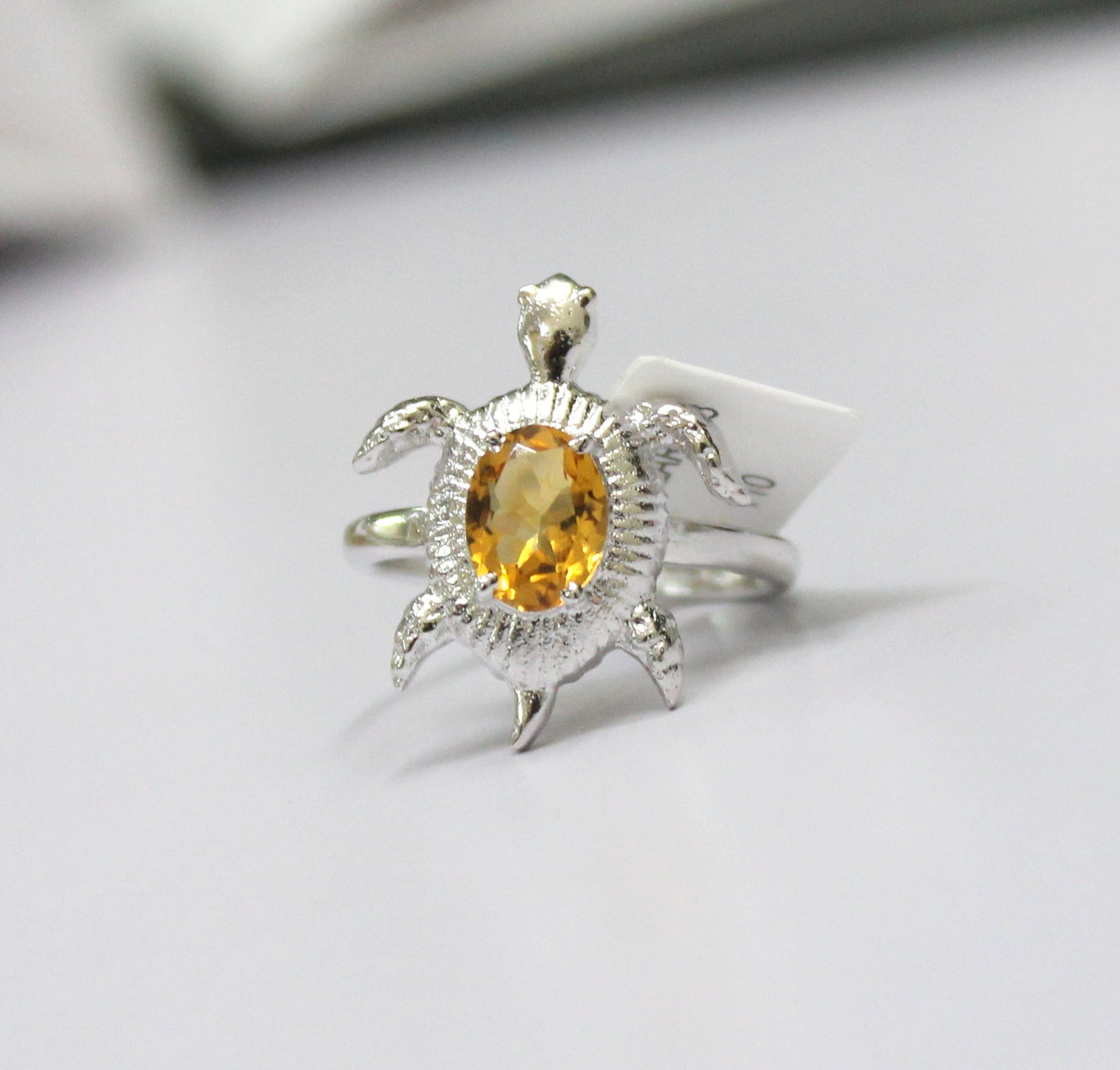 925 Sterling Silver Tortoise Ring Natural Peridot Etsy