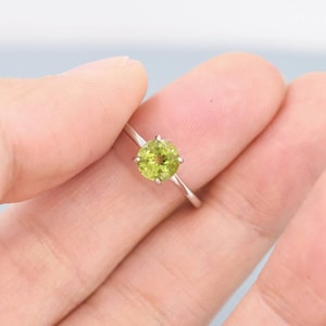 Natural Peridot Ring, Peridot Sterling Silver Ring, Green Peridot Ring, August Birthstone Ring, Oval Peridot Silver Ring Green Gemstone Ring