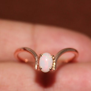 Natural Ethiopian Opal Gold Plated Ring - 925 Sterling Silver, Handmade,  Natural Gemstone - 6 X 4 MM Oval Opal Ring - Rose Gold Ring