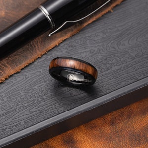 Carburo de tungsteno negro genuino koa de madera de koa hawaiana de 6 mm