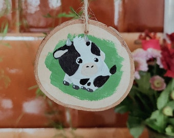 Cow tree disc // Wooden disc, hand-painted, East Frisia, cows