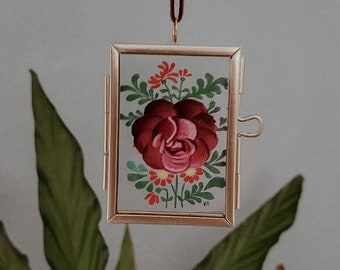 Mini glass frame tea rose // picture frame, gift idea, East Frisia