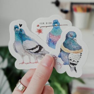 Aquarell Tauben Sticker Set | Handgemalte Vogel Sticker | Journaling Sticker | Laptop Sticker | Scrapbooking | Geschenkidee