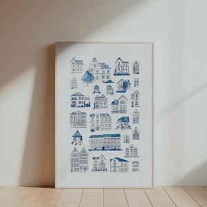 Fine Art Print Emden // Kunstdruck, Poster, Gebäude, Häuser, Architektur, Ostfriesland, Aquarell Illustration, A4 oder A3