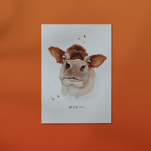 Postkarte Kuh // Grußkarte, Muh, DIN A6