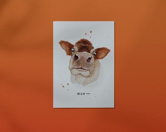 Kuh Postkarte // Grußkarte, Muh, DIN A6