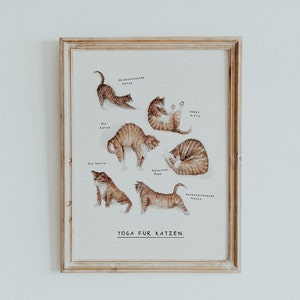 Poster Yoga für Katzen // Kunstdruck, Wanddekoration, Ostfriesland, Aquarell Illustration, A5 oder A4