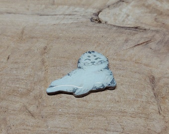 Seal pin // pin or magnet, polymer clay, handmade