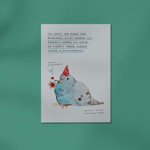 Postkarte Taube mit Partyhut // Grußkarte, Spruch, Geburtstag, DIN A6