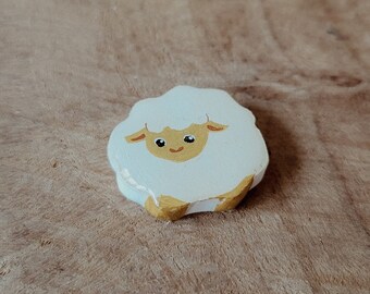 Sheep Pin // Badge or magnet, polymer clay, handmade, East Frisia