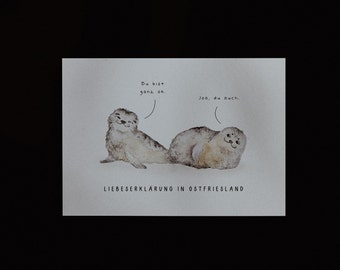 Seals postcard // Greeting card, declaration of love, Valentine's Day, DIN A6