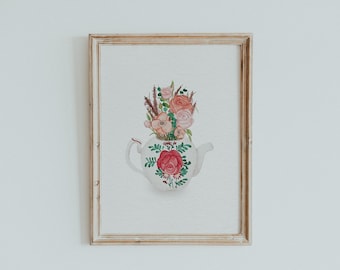 Poster teapot // art print, wall decoration, East Frisia, tea, watercolor illustration, A5 or A4