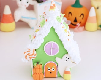 Fun Halloween Ghost Haunted Faux Gingerbread House Display Prop