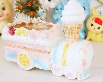 Vintage Kitsch Napcoware Ice Cream Train Planter - Vintage Nursery Decor - C 8573