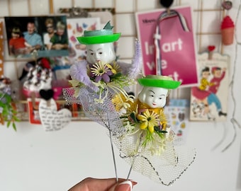 Vintage Spring time chenille pipe cleaner vintage girl pick set of 2 SSCO Hong Kong